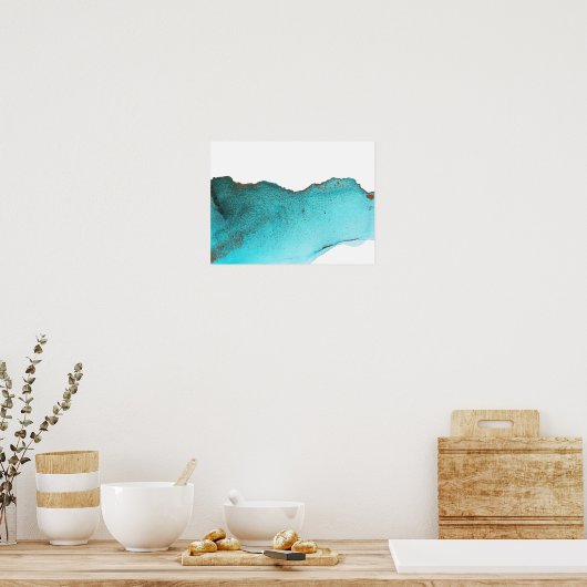 Abstracte Turquoise Green Gold Alcohol Ink Poster (Keuken)