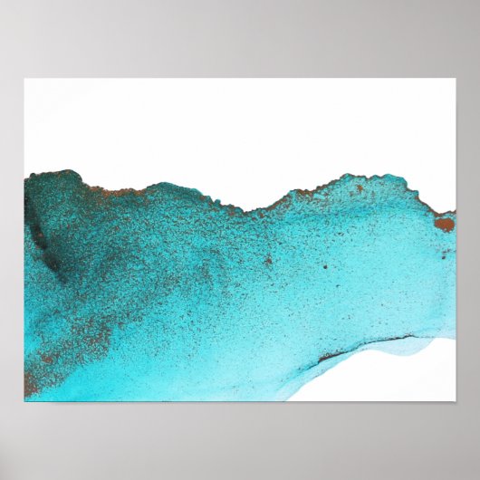 Abstracte Turquoise Green Gold Alcohol Ink Poster (Voorkant)