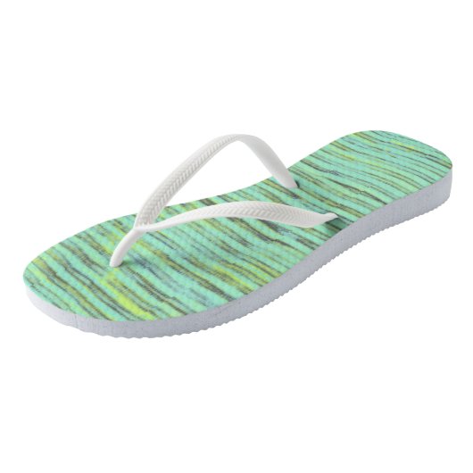 Abstracte Turquoise Green Wave Teenslippers (Schuin)