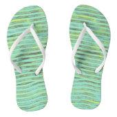 Abstracte Turquoise Green Wave Teenslippers (Voetbed)