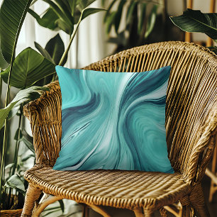 Abstracte turquoise groene vloeistof stort marmer kussen