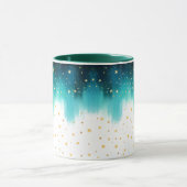 Abstracte turquoise handbeschilderde sterren Koffi Mok (Midden)