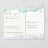 Abstracte Turquoise Lavender Gold Modern Art RSVP Briefkaart (Achterkant)