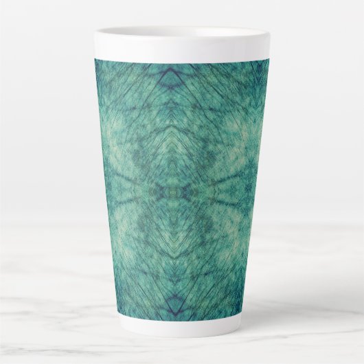 Abstracte turquoise oceaanspiegeling latte mok (Voorkant)