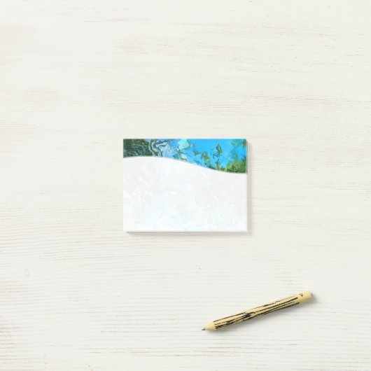 Abstracte Turquoise Ocean Blue & Seaweed Green Post-it® Notes (Op bureau)