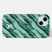 Abstracte turquoise papercut gelaagd monogram Case-Mate iPhone case (Achterkant (horizontaal))