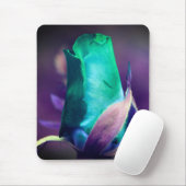 Abstracte Turquoise Rosebud Flower Art Muismat (Met muis)