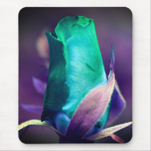 Abstracte Turquoise Rosebud Flower Art Muismat