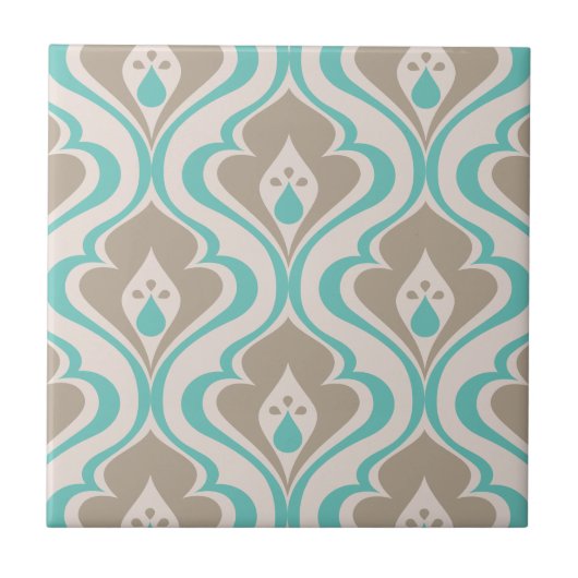 Abstracte Turquoise Taupe Decoratieve DIY Tegeltje (Voorkant)