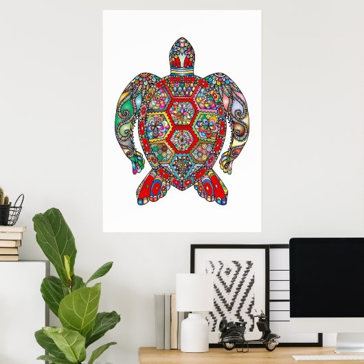 Abstracte Turtle Lover Poster (Thuiskantoor)
