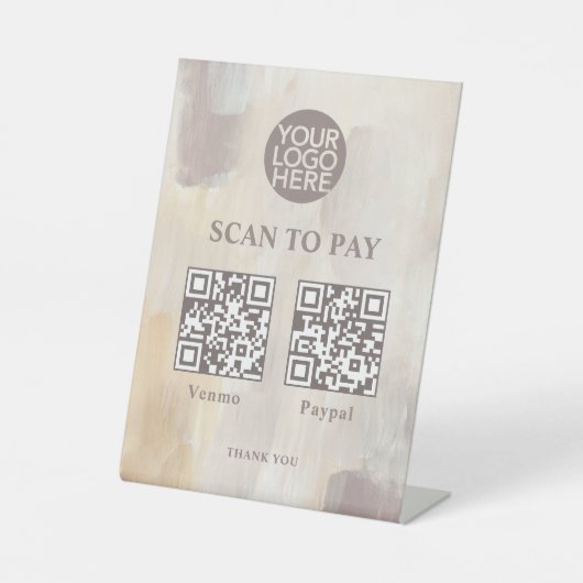 Abstracte twee manieren om scannbare QR-code te be Reclamebord Met Voetstuk (Voorkant)
