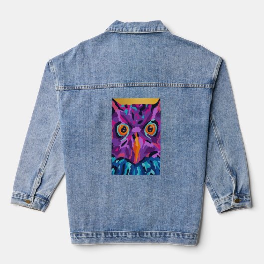 Abstracte uil denim jacket (Achterkant)