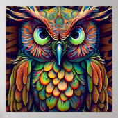 Abstracte uil in heldere kleuren poster (Voorkant)