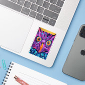 Abstracte uil sticker (Laptop met iPhone)