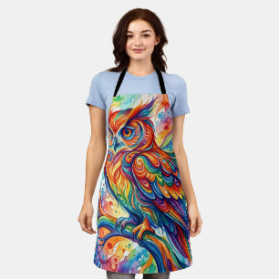 Abstracte Uil Tak Regenboog Waterverf Schort