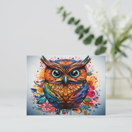 Abstracte Uil Vogelkunst Briefkaart (Staand voorkant)
