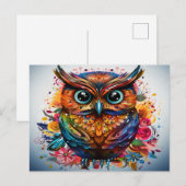 Abstracte Uil Vogelkunst Briefkaart (Voorkant / Achterkant)