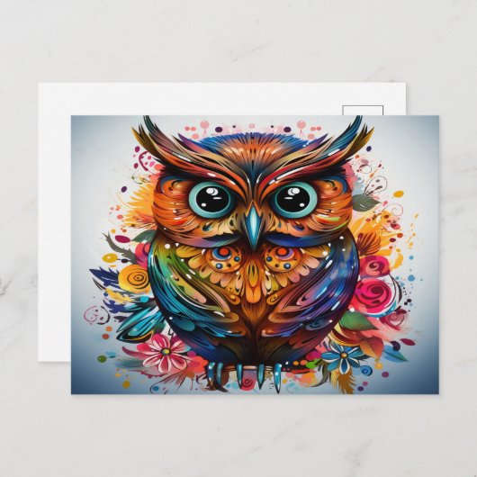 Abstracte Uil Vogelkunst Briefkaart (Voorkant / Achterkant)