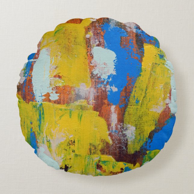 Abstracte uitdrukking nr. 7 van Michael Moffa Rond Kussen (Voorkant)
