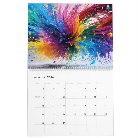 Abstracte Uitdrukkingen van Kleur Rainbow Paint Sp Kalender (Mar 2026)