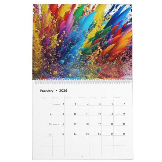 Abstracte Uitdrukkingen van Kleur Rainbow Paint Sp Kalender (Feb 2026)