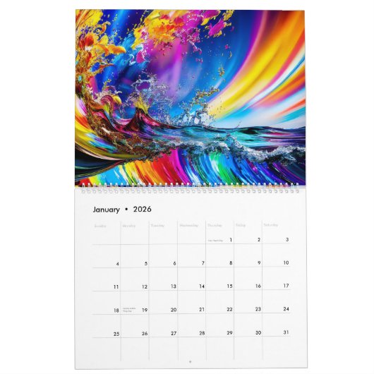 Abstracte Uitdrukkingen van Kleur Rainbow Paint Sp Kalender (Jan 2026)