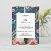 Abstracte uitnodiging op Birthday Party blauw (Staand voorkant)