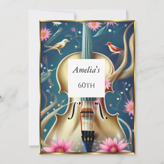 Abstracte uitnodiging op Birthday Party blauw (Achterkant)