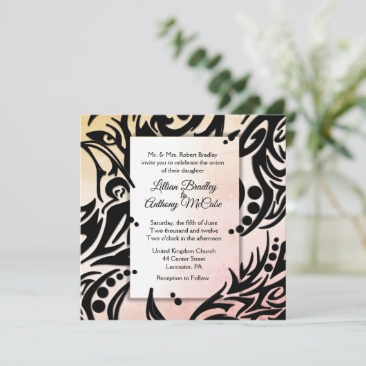 Abstracte uitnodiging tot huwelijk (Staand voorkant)