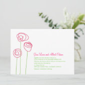 Abstracte uitnodiging tot weduwschap met roze roze (Staand voorkant)