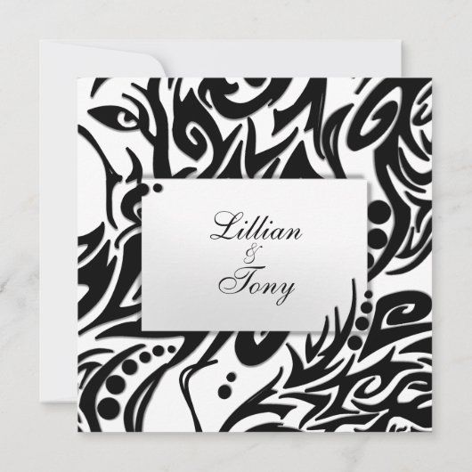 Abstracte uitnodiging tot weduwschap met zwarte en (Achterkant)