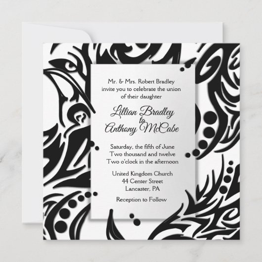 Abstracte uitnodiging tot weduwschap met zwarte en (Voorkant)