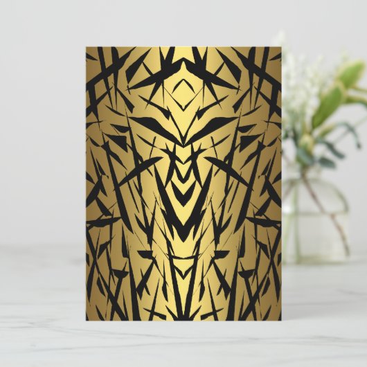 Abstracte uitnodiging van Black & Gold (Staand voorkant)