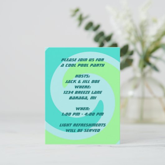 ABSTRACTE uitnodiging van de Beach Party van het P (Staand voorkant)