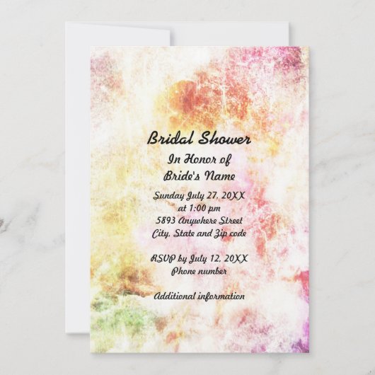 Abstracte Uitnodiging van de Bridal van de Kleuren (Voorkant)