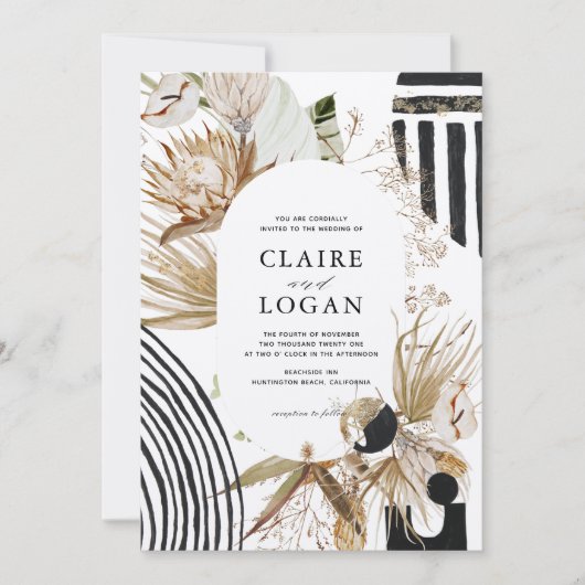 Abstracte uitnodiging voor Boho Wedding (Voorkant)