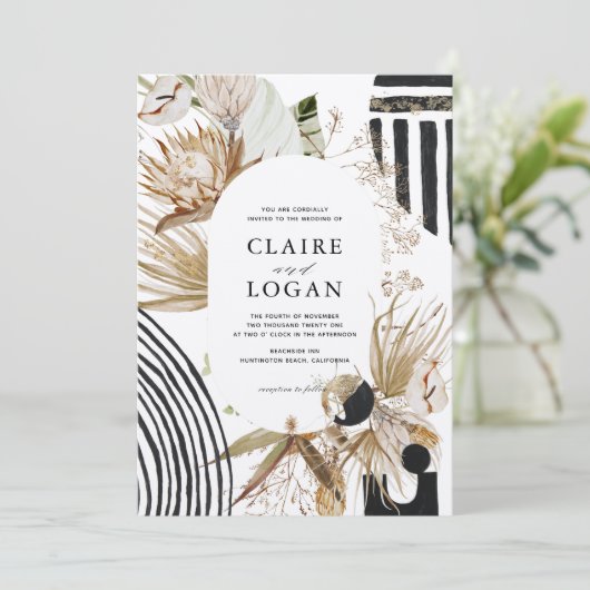 Abstracte uitnodiging voor Boho Wedding (Staand voorkant)