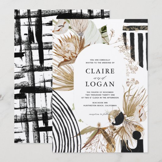 Abstracte uitnodiging voor Boho Wedding (Voorkant / Achterkant)