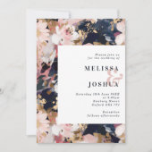 Abstracte uitnodiging voor bruiloft met Floral Blu (Voorkant)