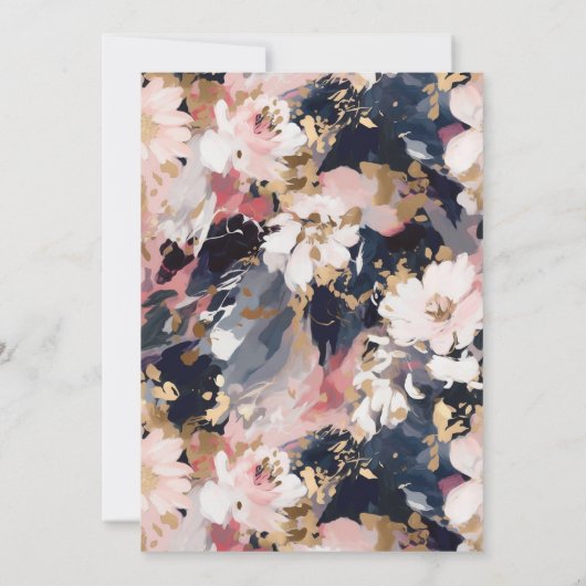 Abstracte uitnodiging voor bruiloft met Floral Blu (Achterkant)