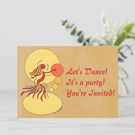 Abstracte uitnodiging voor danseres (Staand voorkant)