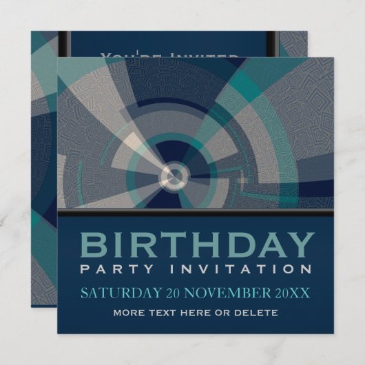 Abstracte uitnodiging voor de Birthday Trance Tunn (Voorkant / Achterkant)