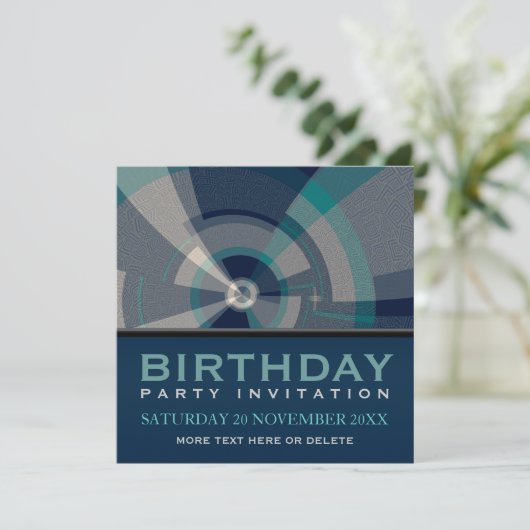 Abstracte uitnodiging voor de Birthday Trance Tunn (Staand voorkant)