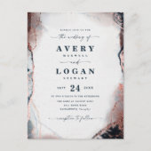 Abstracte uitnodiging voor donkere blauwe bruiloft (Voorkant)