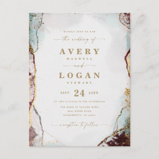 Abstracte uitnodiging voor etherwijn en gouden bru (Voorkant)