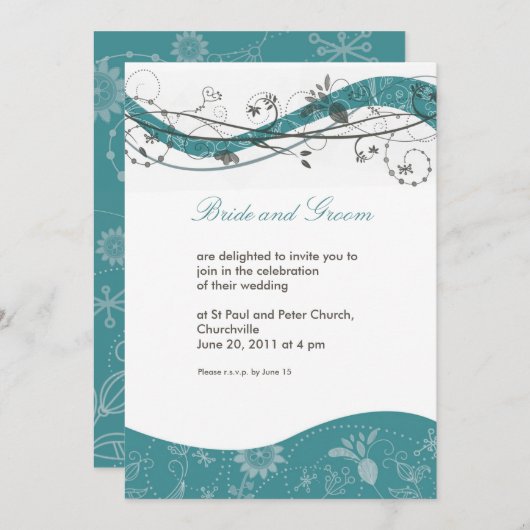 Abstracte uitnodiging voor florale en wervelwind - (Voorkant / Achterkant)