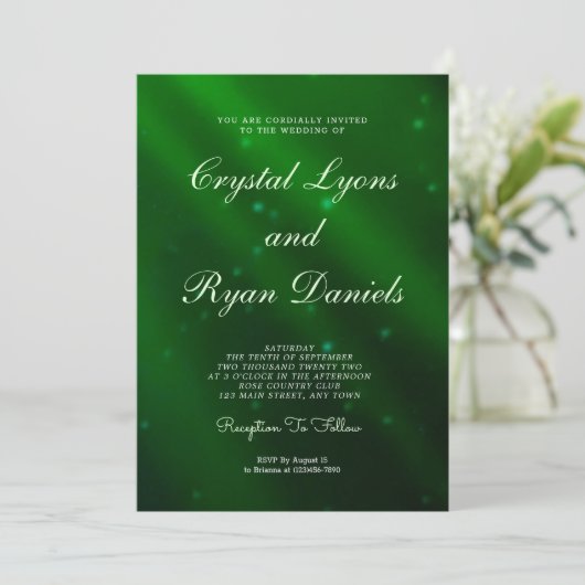 Abstracte uitnodiging voor groene bruiloft (Staand voorkant)