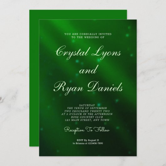 Abstracte uitnodiging voor groene bruiloft (Voorkant / Achterkant)