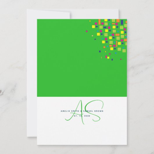 Abstracte uitnodiging voor groene bruiloft (Achterkant)