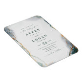 Abstracte uitnodiging voor groene en gouden bruilo magneet (Rechterzijde)